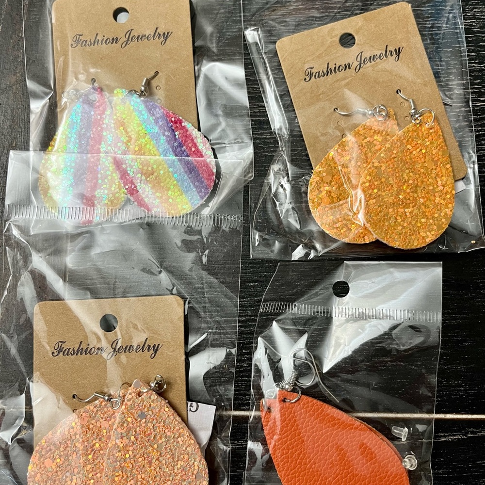 Four Pack of Sparkly, Dangle Earrings
